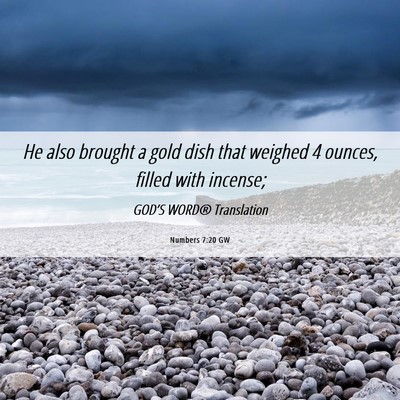 Picture 06 - Numbers 7:20 GW - He also brought a gold dish that weighed 4 - Bible Verse Picture