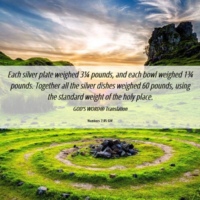 Picture 06 - Numbers 7:85 GW - Each silver plate weighed 3¼ pounds, and each - Bible Verse Picture