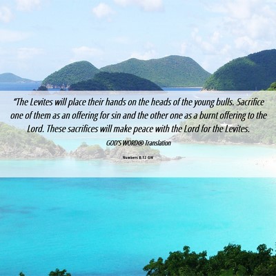 Picture 06 - Numbers 8:12 GW - “The Levites will place their hands on the - Bible Verse Picture