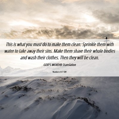 Picture 06 - Numbers 8:7 GW - This is what you must do to make them clean: - Bible Verse Picture