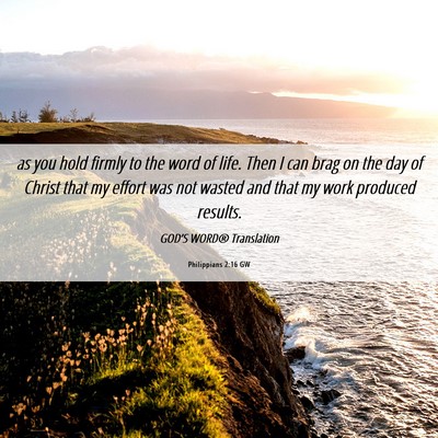 Picture 06 - Philippians 2:16 GW - as you hold firmly to the word of life. Then I - Bible Verse Picture