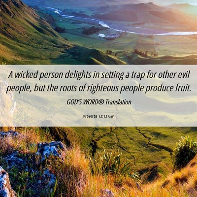 Picture 06 - Proverbs 12:12 GW - A wicked person delights in setting a trap for - Bible Verse Picture