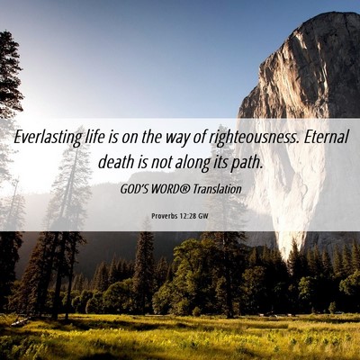 Picture 06 - Proverbs 12:28 GW - Everlasting life is on the way of righteousness. - Bible Verse Picture