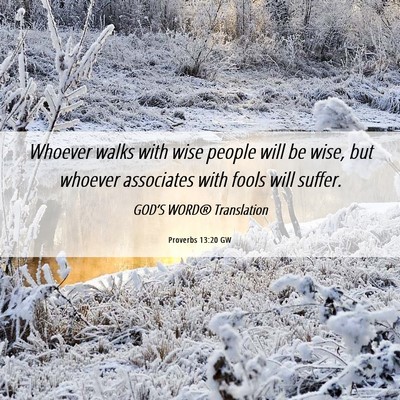Picture 06 - Proverbs 13:20 GW - Whoever walks with wise people will be wise, but - Bible Verse Picture