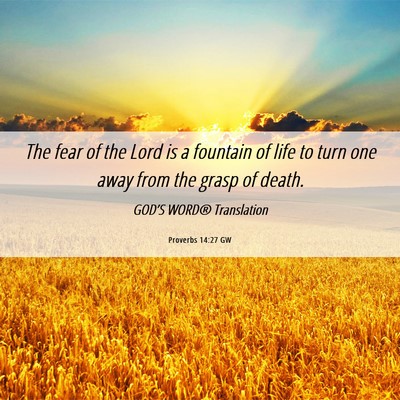 Picture 06 - Proverbs 14:27 GW - The fear of the Lord is a fountain of life to - Bible Verse Picture