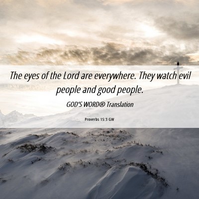 Picture 06 - Proverbs 15:3 GW - The eyes of the Lord are everywhere. They watch - Bible Verse Picture