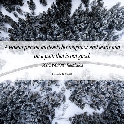 Picture 06 - Proverbs 16:29 GW - A violent person misleads his neighbor and leads - Bible Verse Picture