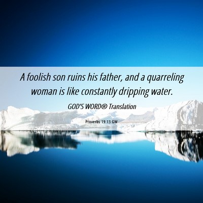 Picture 06 - Proverbs 19:13 GW - A foolish son ruins his father, and a quarreling - Bible Verse Picture