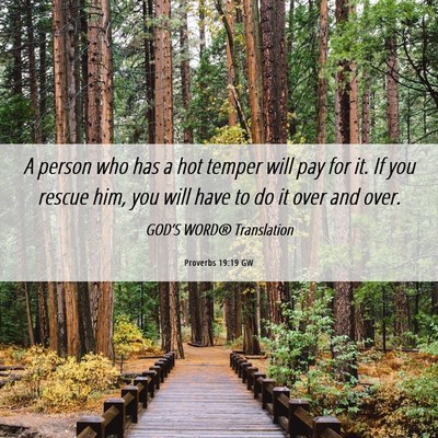 Picture 06 - Proverbs 19:19 GW - A person who has a hot temper will pay for it. If - Bible Verse Picture