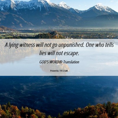 Picture 06 - Proverbs 19:5 GW - A lying witness will not go unpunished. One who - Bible Verse Picture