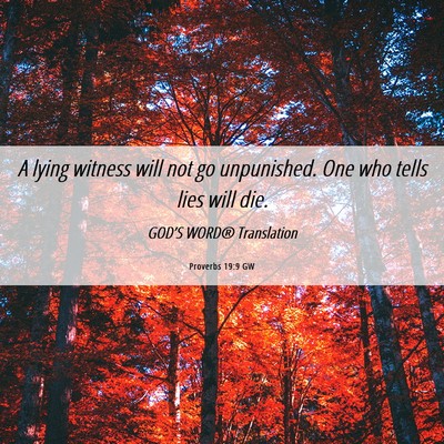 Picture 06 - Proverbs 19:9 GW - A lying witness will not go unpunished. One who - Bible Verse Picture