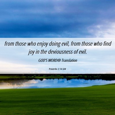 Picture 06 - Proverbs 2:14 GW - from those who enjoy doing evil, from those who - Bible Verse Picture