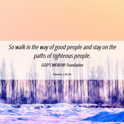 Picture 06 - Proverbs 2:20 GW - So walk in the way of good people and stay on the - Bible Verse Picture