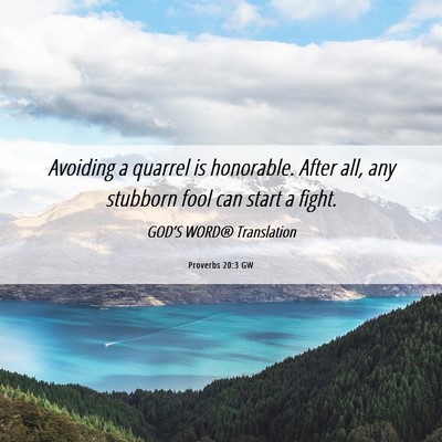 Picture 06 - Proverbs 20:3 GW - Avoiding a quarrel is honorable. After all, any - Bible Verse Picture