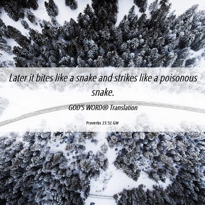 Picture 06 - Proverbs 23:32 GW - Later it bites like a snake and strikes like a - Bible Verse Picture