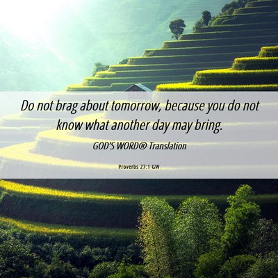 Picture 06 - Proverbs 27:1 GW - Do not brag about tomorrow, because you do not - Bible Verse Picture