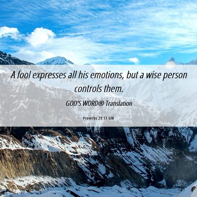Picture 06 - Proverbs 29:11 GW - A fool expresses all his emotions, but a wise - Bible Verse Picture