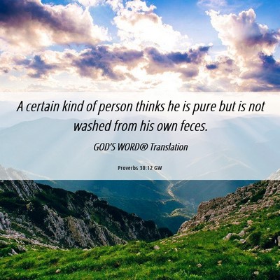 Picture 06 - Proverbs 30:12 GW - A certain kind of person thinks he is pure but is - Bible Verse Picture