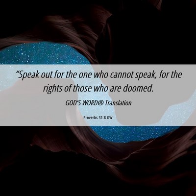 Picture 06 - Proverbs 31:8 GW - “Speak out for the one who cannot speak, for - Bible Verse Picture
