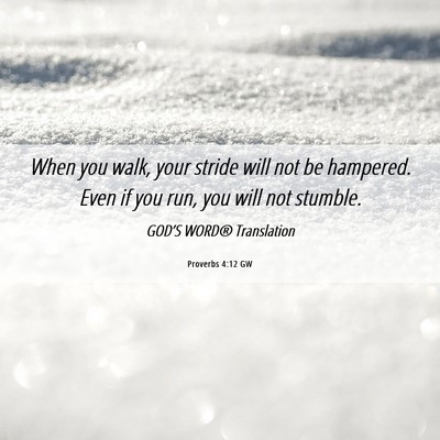Picture 06 - Proverbs 4:12 GW - When you walk, your stride will not be hampered. - Bible Verse Picture