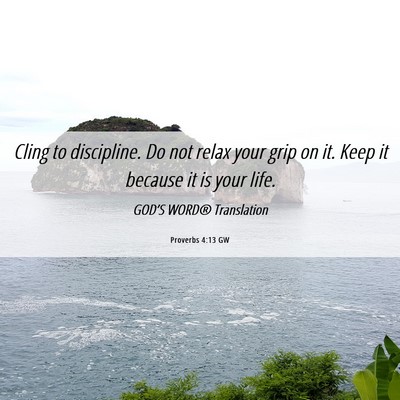 Picture 06 - Proverbs 4:13 GW - Cling to discipline. Do not relax your grip on - Bible Verse Picture