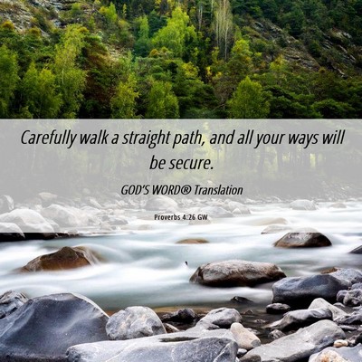 Picture 06 - Proverbs 4:26 GW - Carefully walk a straight path, and all your ways - Bible Verse Picture