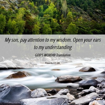 Picture 06 - Proverbs 5:1 GW - My son, pay attention to my wisdom. Open your - Bible Verse Picture