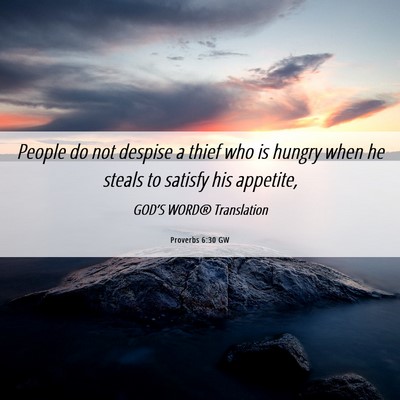 Picture 06 - Proverbs 6:30 GW - People do not despise a thief who is hungry when - Bible Verse Picture