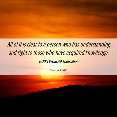 Picture 06 - Proverbs 8:9 GW - All of it is clear to a person who has - Bible Verse Picture