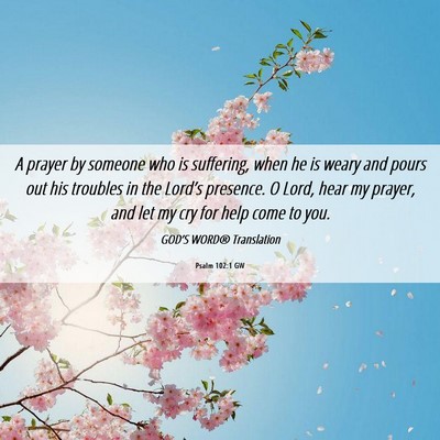 Picture 06 - Psalm 102:1 GW - A prayer by someone who is suffering, when he is - Bible Verse Picture