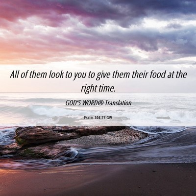 Picture 06 - Psalm 104:27 GW - All of them look to you to give them their food - Bible Verse Picture