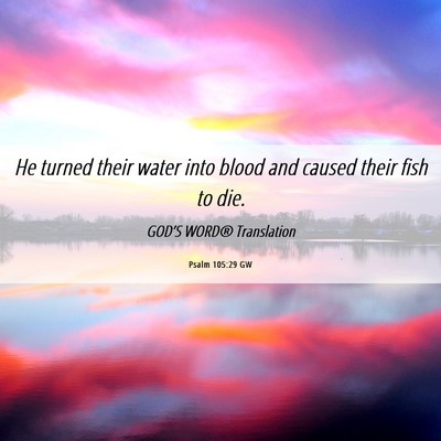 Picture 06 - Psalm 105:29 GW - He turned their water into blood and caused their - Bible Verse Picture