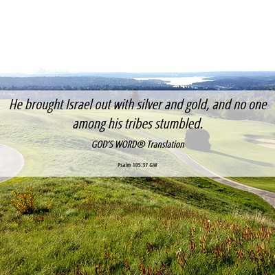 Picture 06 - Psalm 105:37 GW - He brought Israel out with silver and gold, and - Bible Verse Picture