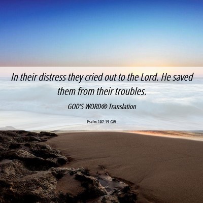 Picture 06 - Psalm 107:19 GW - In their distress they cried out to the Lord. He - Bible Verse Picture