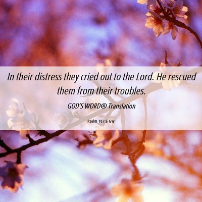 Picture 06 - Psalm 107:6 GW - In their distress they cried out to the Lord. He - Bible Verse Picture
