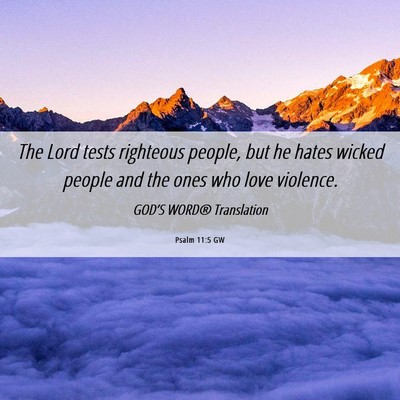 Picture 06 - Psalm 11:5 GW - The Lord tests righteous people, but he hates - Bible Verse Picture