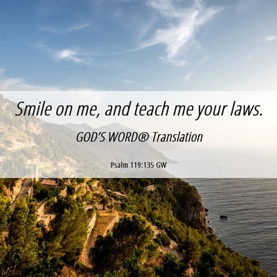 Picture 06 - Psalm 119:135 GW - Smile on me, and teach me your - Bible Verse Picture