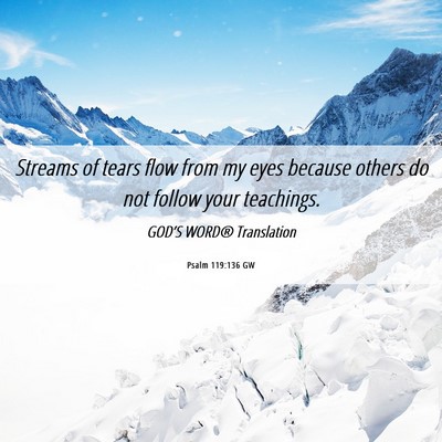 Picture 06 - Psalm 119:136 GW - Streams of tears flow from my eyes because others - Bible Verse Picture