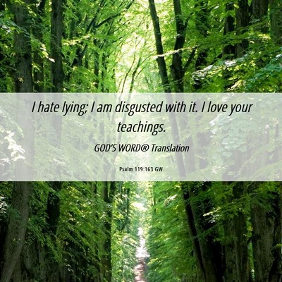 Picture 06 - Psalm 119:163 GW - I hate lying; I am disgusted with it. I love your - Bible Verse Picture