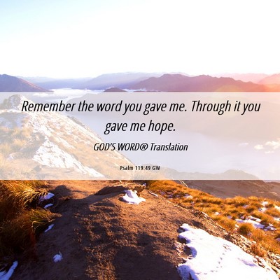 Picture 06 - Psalm 119:49 GW - Remember the word you gave me. Through it you - Bible Verse Picture