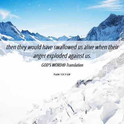 Picture 06 - Psalm 124:3 GW - then they would have swallowed us alive when - Bible Verse Picture