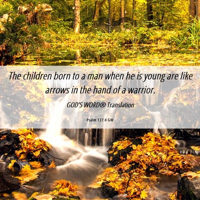 Picture 06 - Psalm 127:4 GW - The children born to a man when he is young are - Bible Verse Picture