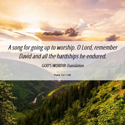 Picture 06 - Psalm 132:1 GW - A song for going up to worship. O Lord, remember - Bible Verse Picture
