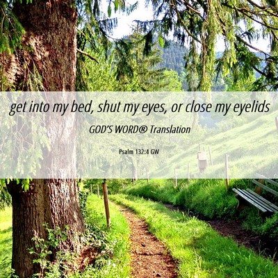 Picture 06 - Psalm 132:4 GW - get into my bed, shut my eyes, or close my - Bible Verse Picture