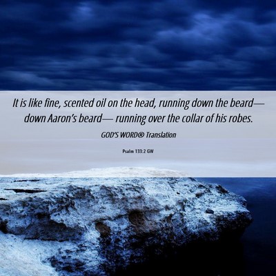 Picture 06 - Psalm 133:2 GW - It is like fine, scented oil on the head, running - Bible Verse Picture