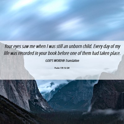 Picture 06 - Psalm 139:16 GW - Your eyes saw me when I was still an unborn - Bible Verse Picture