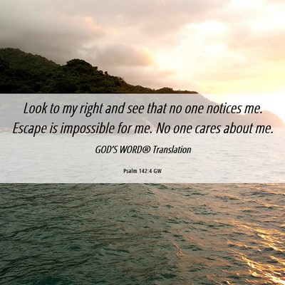 Picture 06 - Psalm 142:4 GW - Look to my right and see that no one notices me. - Bible Verse Picture