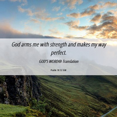 Picture 06 - Psalm 18:32 GW - God arms me with strength and makes my way - Bible Verse Picture