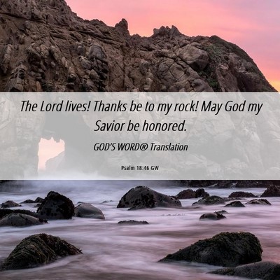 Picture 06 - Psalm 18:46 GW - The Lord lives! Thanks be to my rock! May God my - Bible Verse Picture