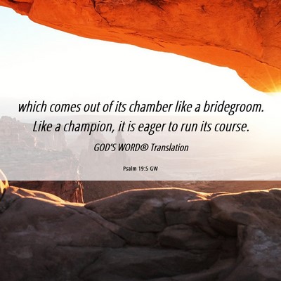 Picture 06 - Psalm 19:5 GW - which comes out of its chamber like a bridegroom. - Bible Verse Picture
